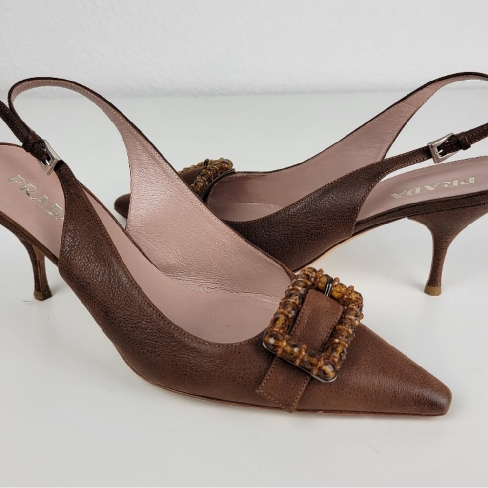 Prada Brown Slingback Heels